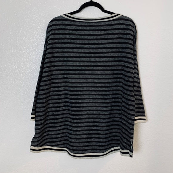 Soft Surroundings Shirt Size 2X Black Gray Striped Top CozyCore - Picture 8 of 9